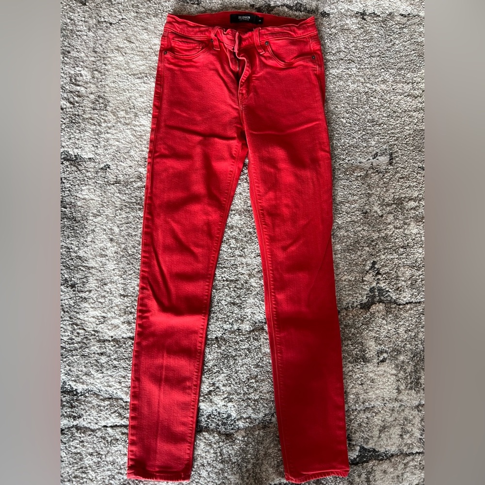 Hudson Jeans Red Skinny Jeans Vibrant Denim